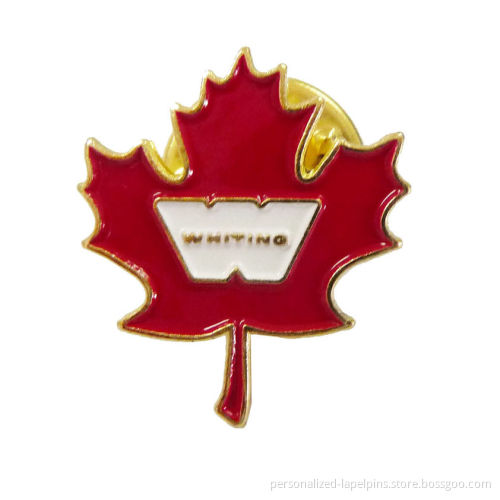 Maple Leaf Or Apple Metal Personalized Lapel Pins With Gold Plated